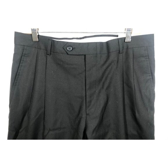 Hart Schaffner Marx 100% Worsted Wool Dress Pants Black Unhemmed Men's Size 34 R - Picture 3 of 9